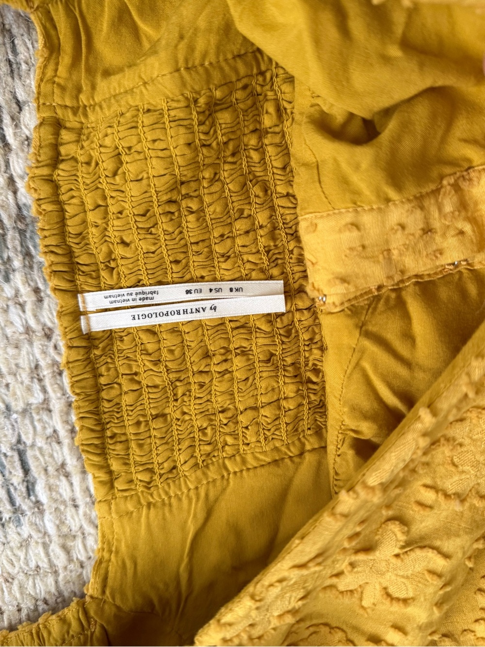 Anthropologie Mustard Textured Two-Piece Set - Picture 3 of 4